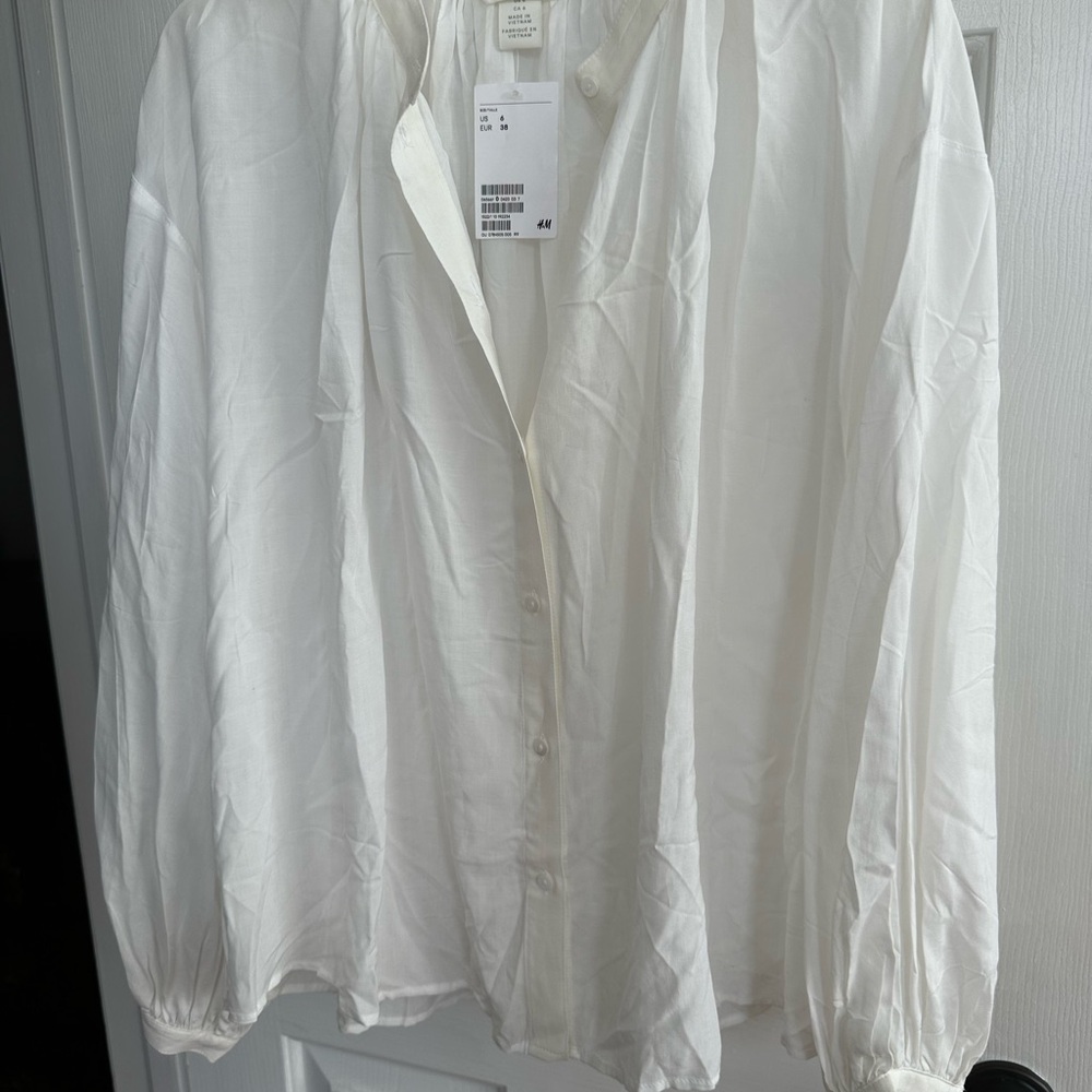H&M Cream Long-Sleeve Blouse
